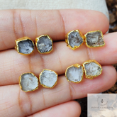 Tiny Herkimer Studs, Dainty Jewelry, Gold Electroplated, Birthstone Earrings, Minimalist Jewelry, Bohemian Earrings, Small Stud,Gift For Her